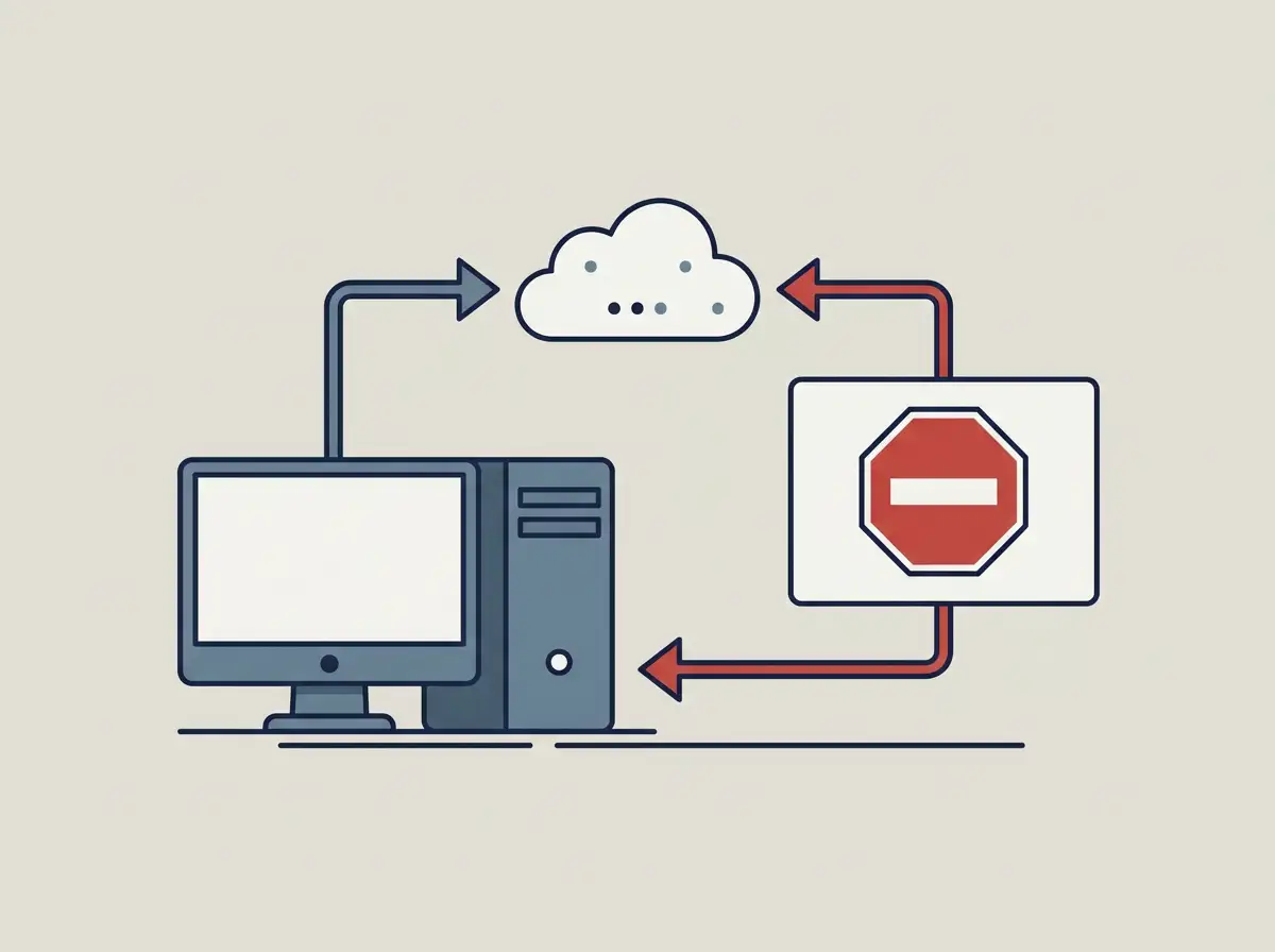 Schematische Darstellung einer DNS-Anfrage in der Schweiz und der Umleitung auf eine Stoppseite