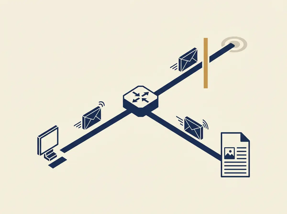 Schematische Darstellung einer DNS-Sperre im Schweizer Telekommunikationsnetz